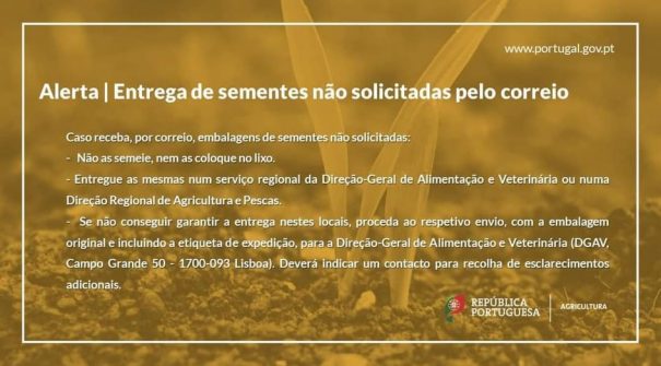 Ministério da Agricultura alerta para correio não solicitado com sementes