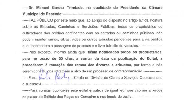 Prédios confinantes com estradas e caminhos públicos (corte e remoção de ramos de árvores e arbustos)