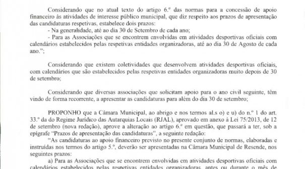 Nova data de candidatura para a concessão de apoio financeiro