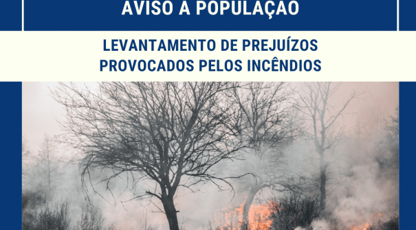 Levantamento de prejuízos provocados pelos incêndios