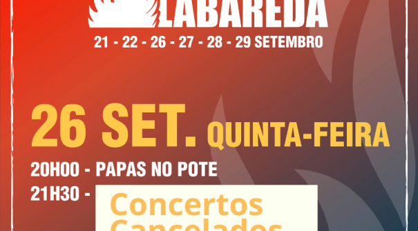 Festa da Labareda – 26 de setembro – Concertos Musicais cancelados