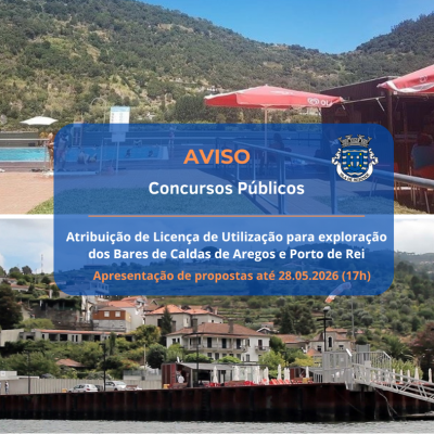 Concursos Públicos: exploração dos Bares de Caldas de Aregos e Porto de Rei