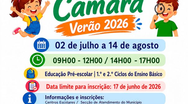 Férias na Câmara – Verão 2026 | Abertas Inscrições