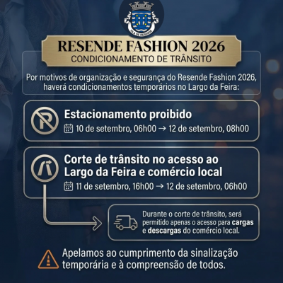 Resende Fashion 2026: condicionamento de trânsito e estacionamento no Largo da Feira